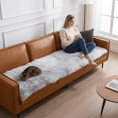 Plush Velvet Sofa Protector - Soft Pet Couch Cover with Non-Slip Backing, Machine Washable, Fits Leather and Fabric Sofas 1