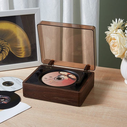 Compact Vintage CD Music Player with Wireless Speakers