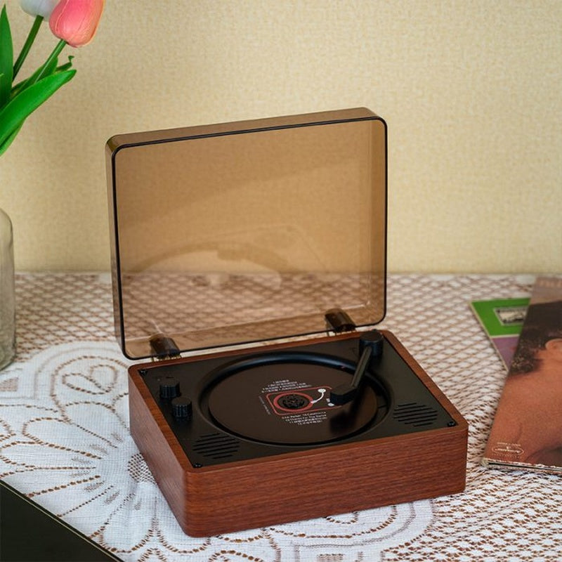 Compact Vintage CD Music Player with Wireless Speakers