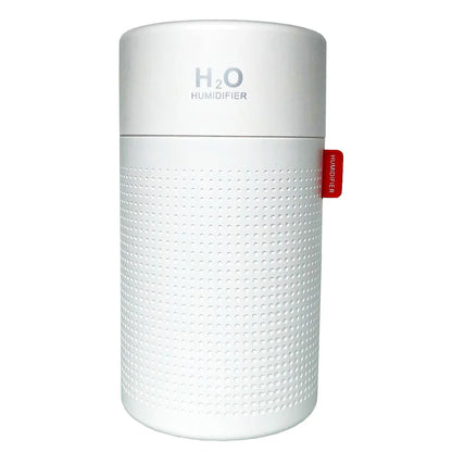 White H2O humidifier with a textured design on a white background