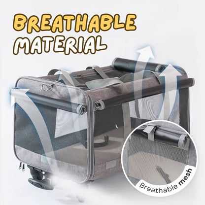 Premium Extra Large Cat Carrier with Wheels, Detachable & Foldable Dog Trolley Case