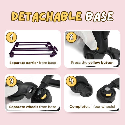 Premium Extra Large Cat Carrier with Wheels, Detachable & Foldable Dog Trolley Case