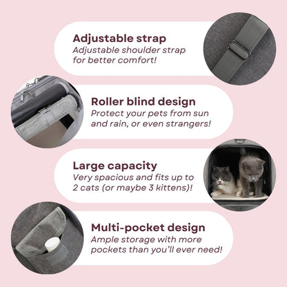 Premium Extra Large Cat Carrier with Wheels, Detachable & Foldable Dog Trolley Case