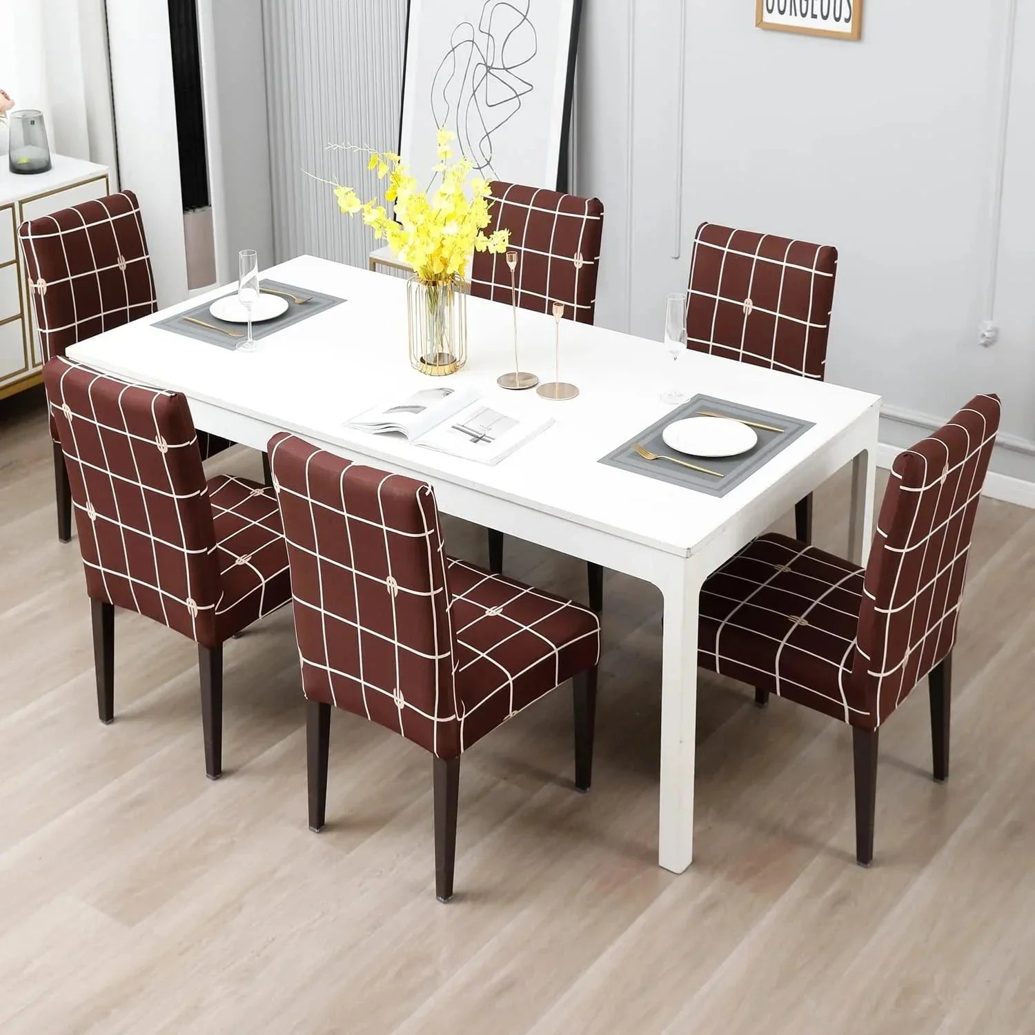 Premium Stretch Dining Chair Covers – Elastic Fit for Most Chairs, Machine Washable, Protects from Stains and Wear 18
