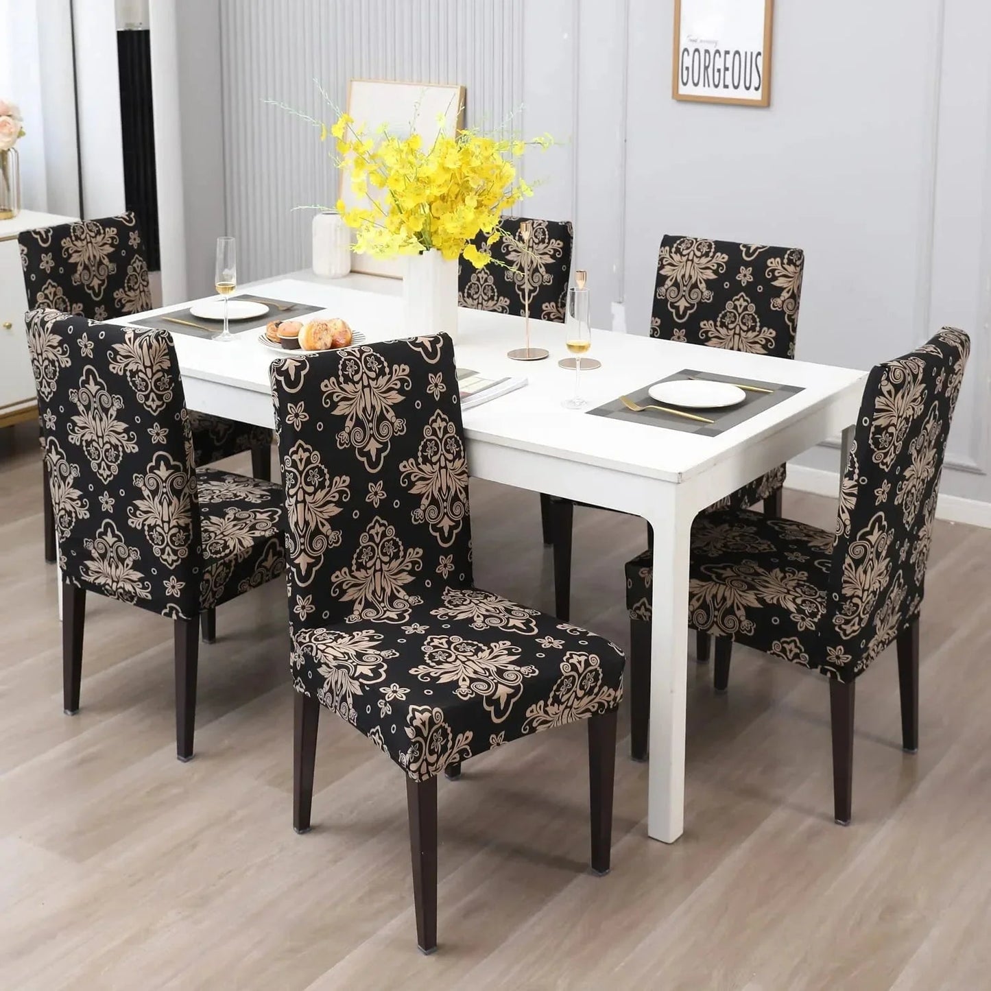 Premium Stretch Dining Chair Covers – Elastic Fit for Most Chairs, Machine Washable, Protects from Stains and Wear 7