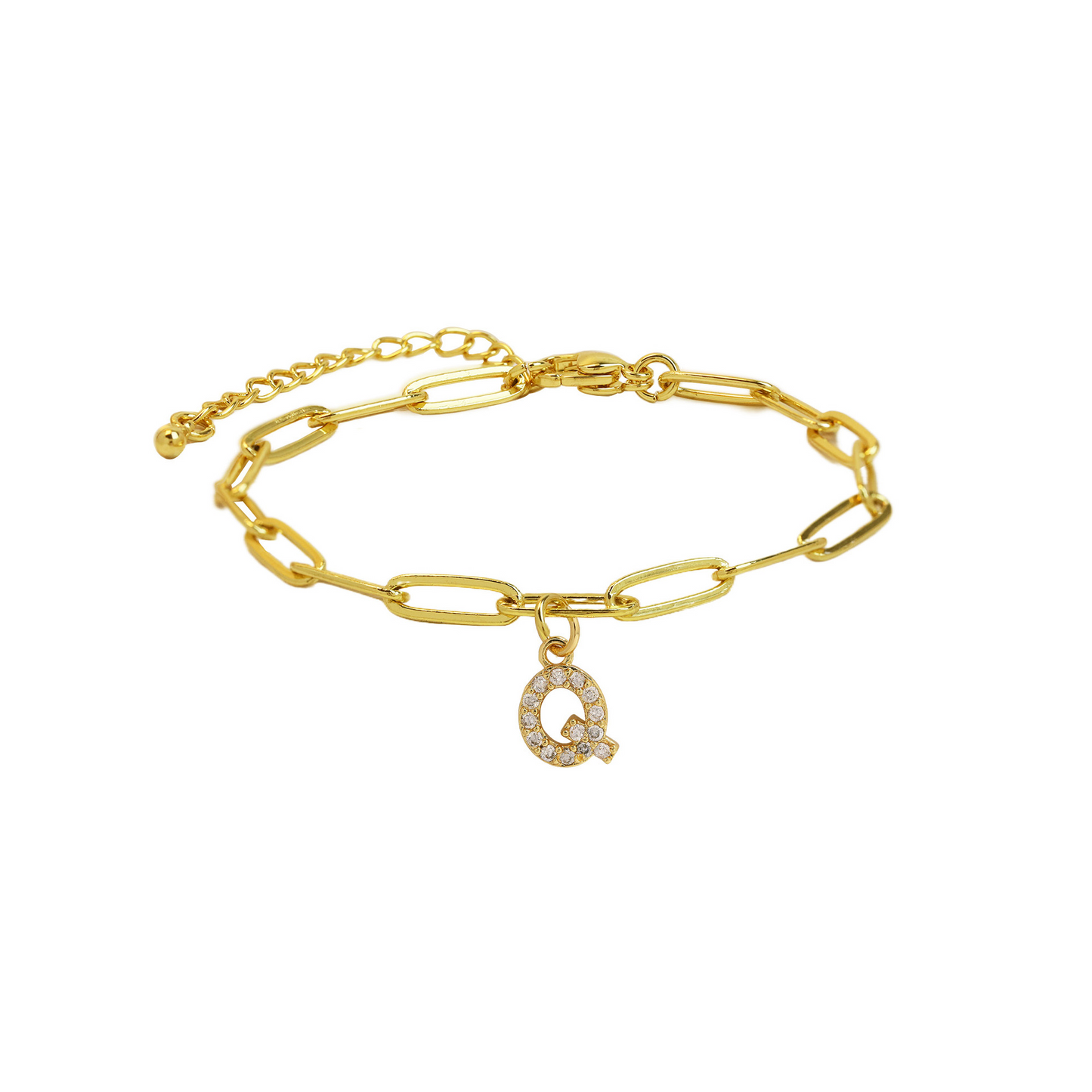 Delicate Initial Paperclip Charm Bracelet