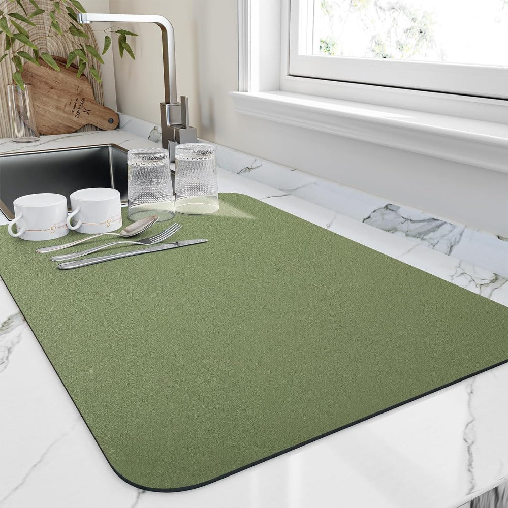Fast Drying Dish Mat - Compact Absorbent Kitchen Accessory