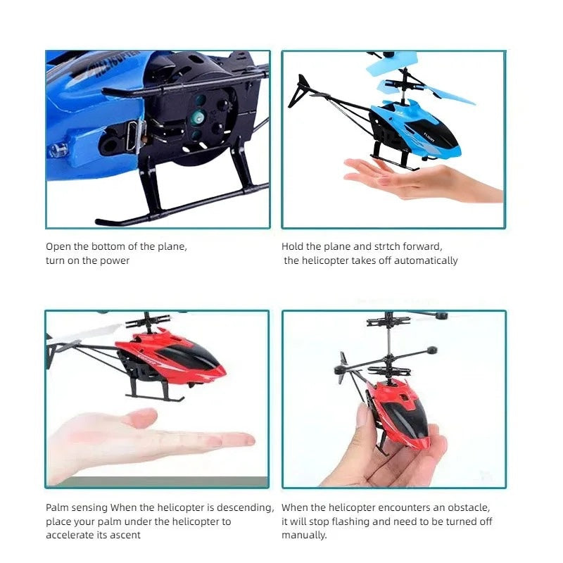 RC Helicopter Drone Remote Control Aircraft Toy with Smart Sensors and LED Lights, Safe for Ages 5+