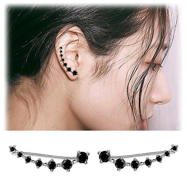 Luxurious Sparkling Zircon Silver Stud Earrings