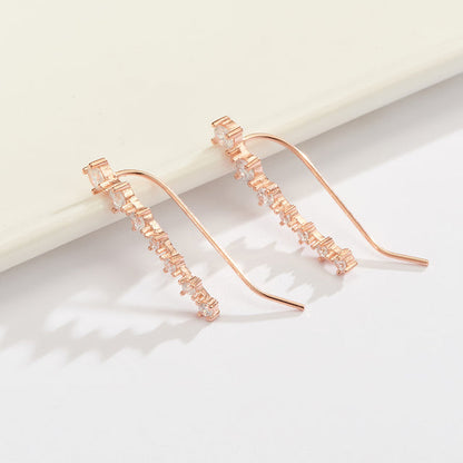 Luxurious Sparkling Zircon Silver Stud Earrings