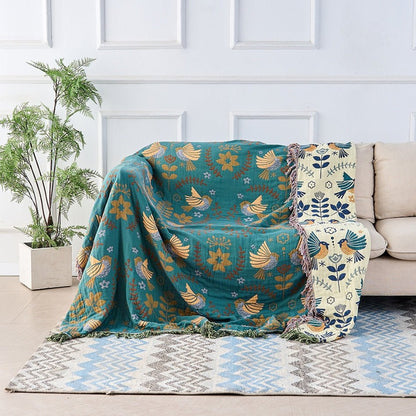 Cozy Bird Pattern Throw Blanket