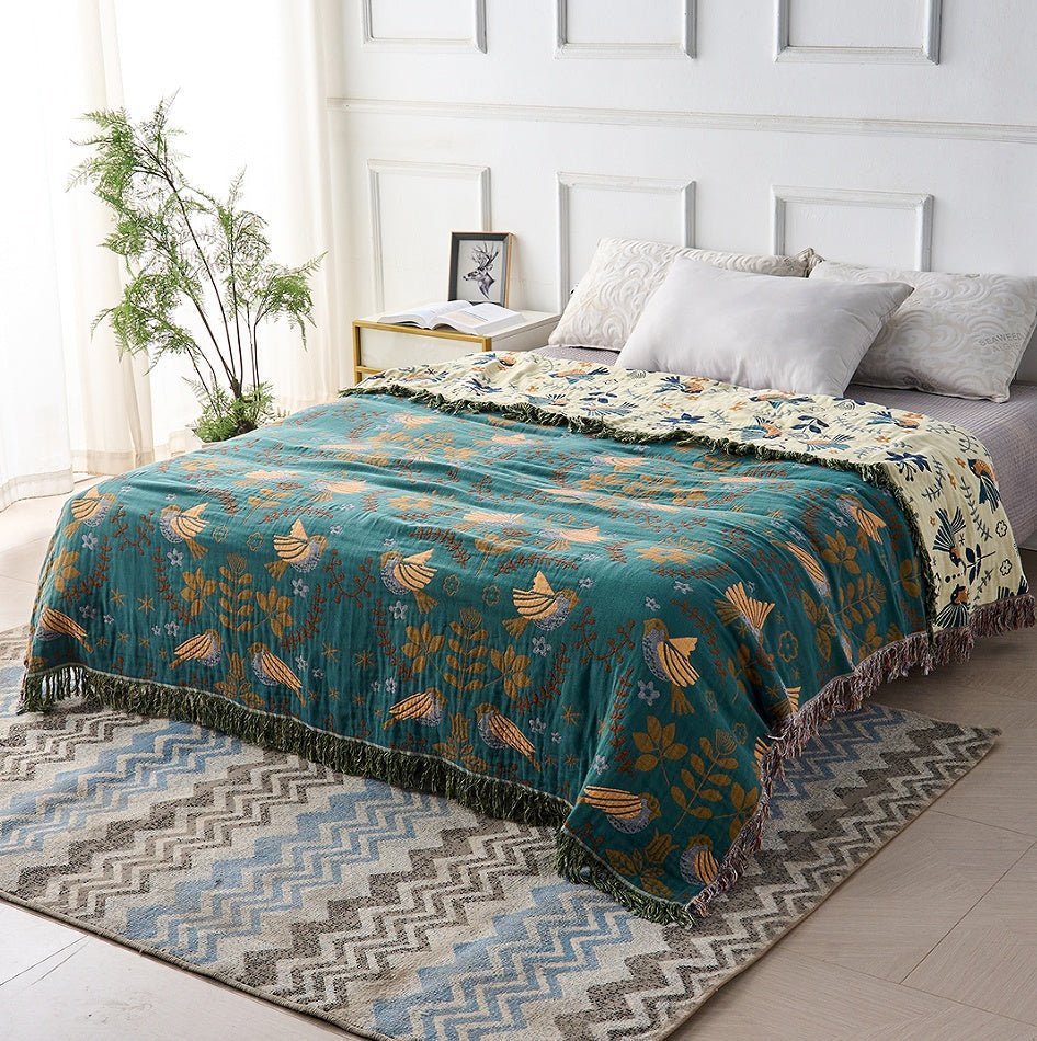 Cozy Bird Pattern Throw Blanket - Halri