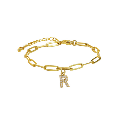Delicate Initial Paperclip Charm Bracelet