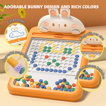 Rabbit Magnetic Drawing Board with Carrot-Shaped Magnetic Pen, Compact & Portable, Safe for Ages 3+