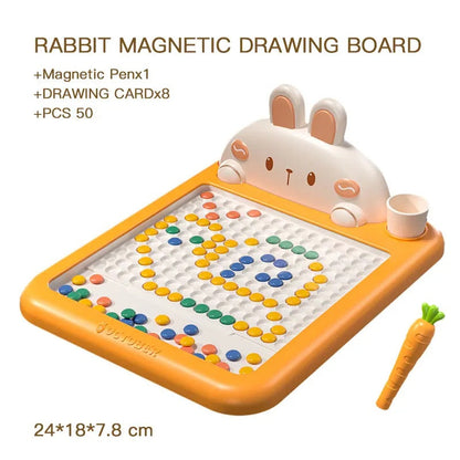 Rabbit Magnetic Drawing Board with Carrot-Shaped Magnetic Pen, Compact & Portable, Safe for Ages 3+