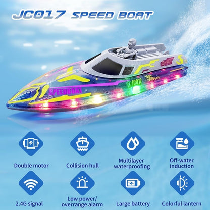 Race Boat Yacht Electric with Remote Control 2.4G, LED Lights, Safe for Ages 6+