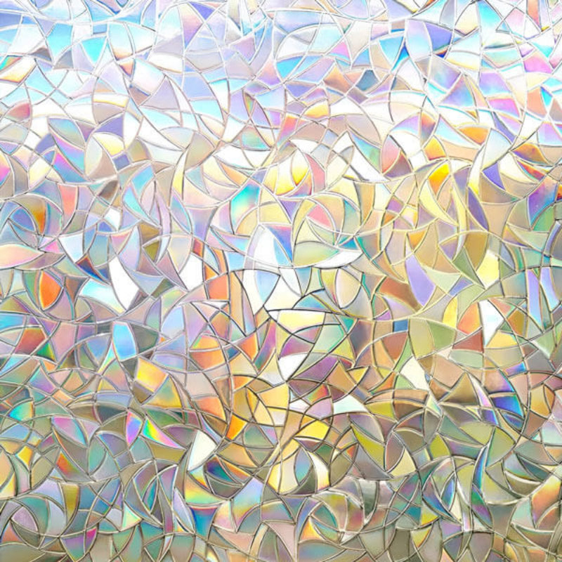 Rainbow Effect Privacy Window Film, 200cm x 45cm, Static Adhesive, UV Protection, Reusable Decorative Film 3
