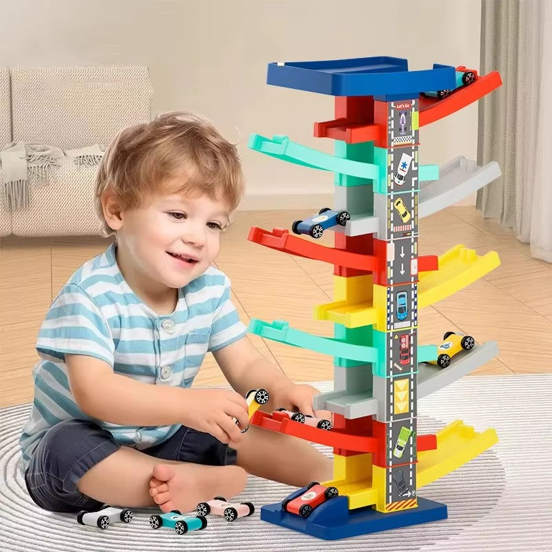 Fun Kids Car Ramp with Slide and Parking - Halri