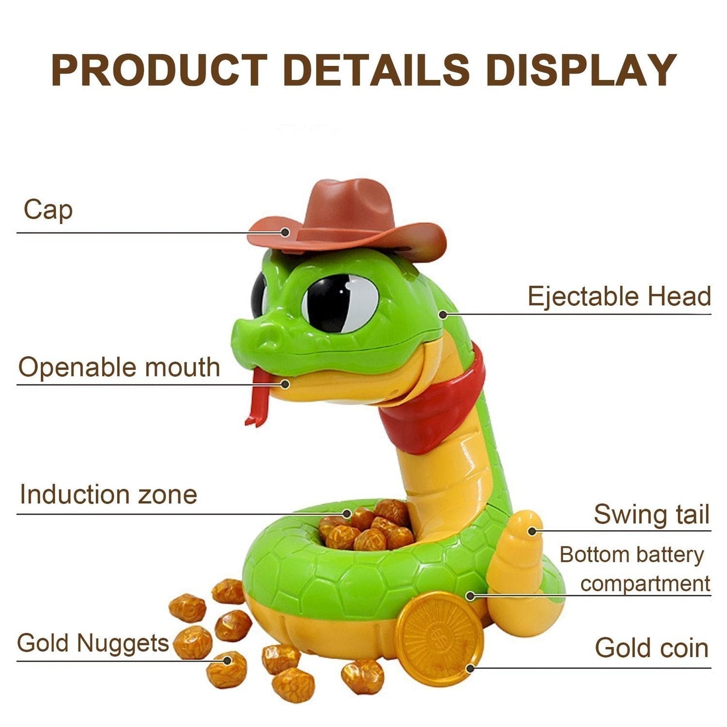 Rattlesnake Treasure Capture Challenge with Motion Sensing, Electric-Powered, Safe for Ages 3+