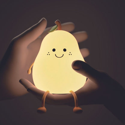 Rechargeable LED Night Light in Pear Shape – Soft Silicone Lamp for Children's Room with Dimmable Lighting and 7 Colors 2