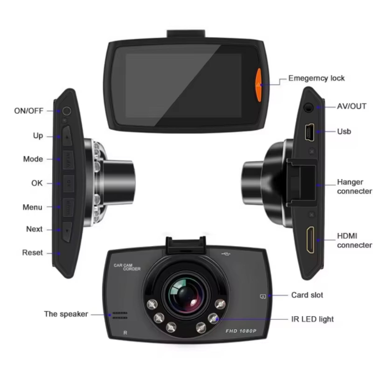 Clear 1080P Car Dash Camera with Night Vision