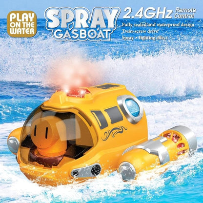 Remote Control Boat With Steam Spray, Waterproof, Easy Control, Safe for Ages 6+