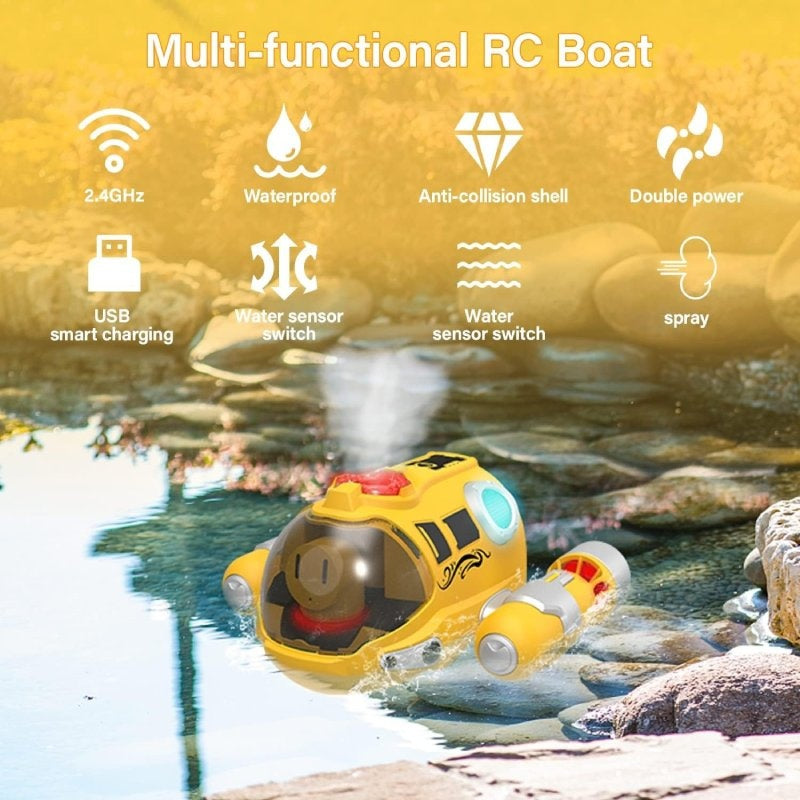Remote Control Boat With Steam Spray, Waterproof, Easy Control, Safe for Ages 6+