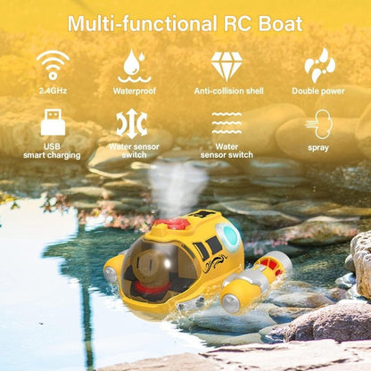 Remote Control Boat With Steam Spray, Waterproof, Easy Control, Safe for Ages 6+