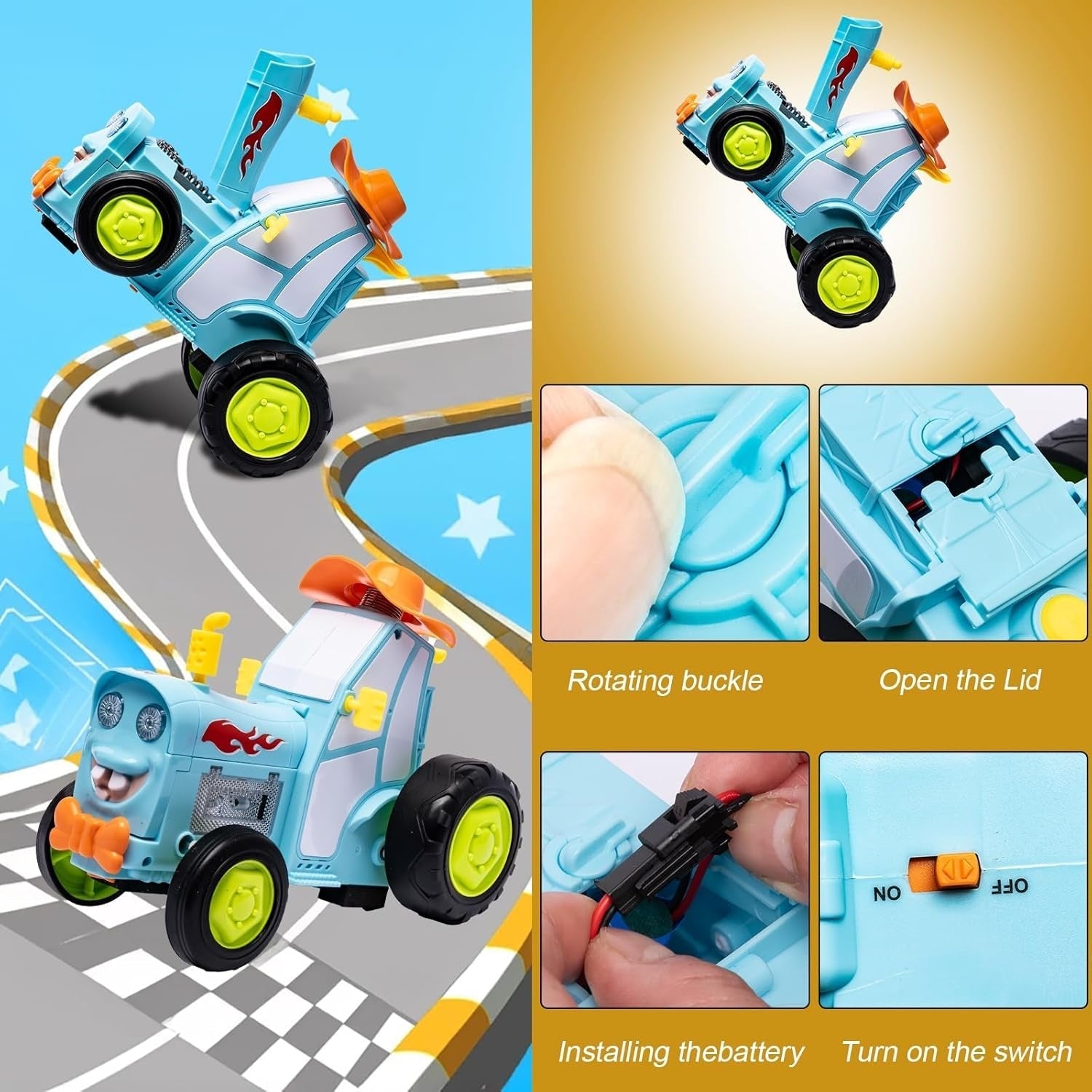 Remote Control Crazy Jumping Stunt Car with Music & Flashing Lights, Safe for Ages 3+