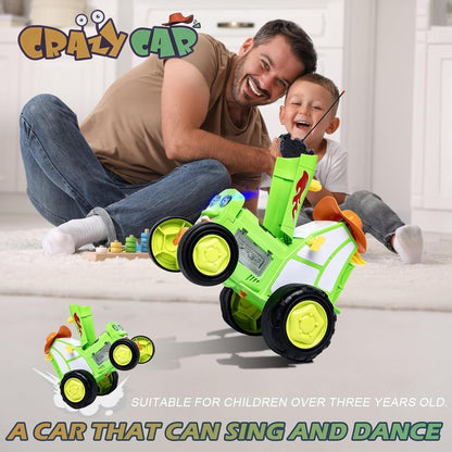 Remote Control Crazy Jumping Stunt Car with Music & Flashing Lights, Safe for Ages 3+