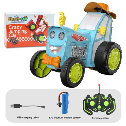 Remote Control Crazy Jumping Stunt Car with Music & Flashing Lights, Safe for Ages 3+