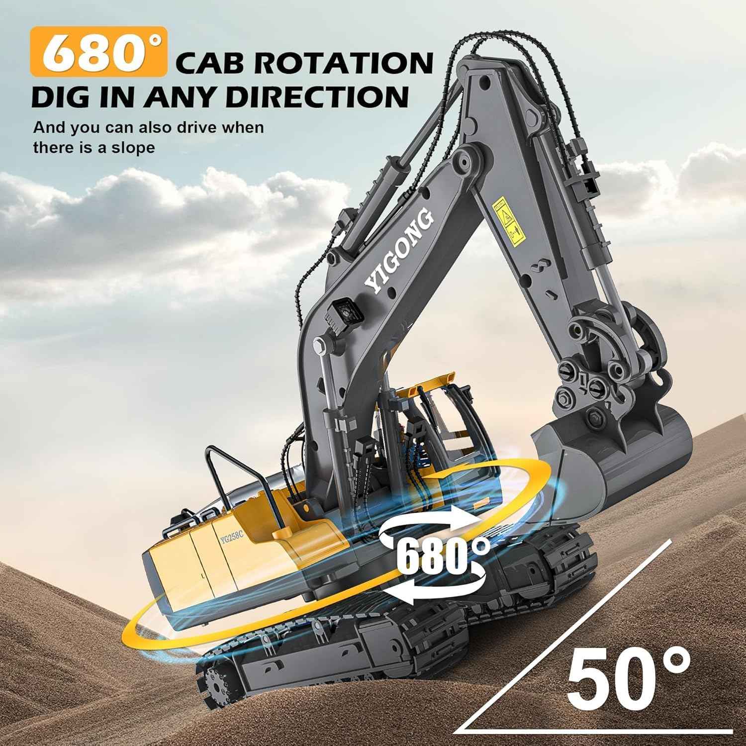 Remote Control Excavator Toy – Realistic RC Construction Fun, Safe for Ages 3+