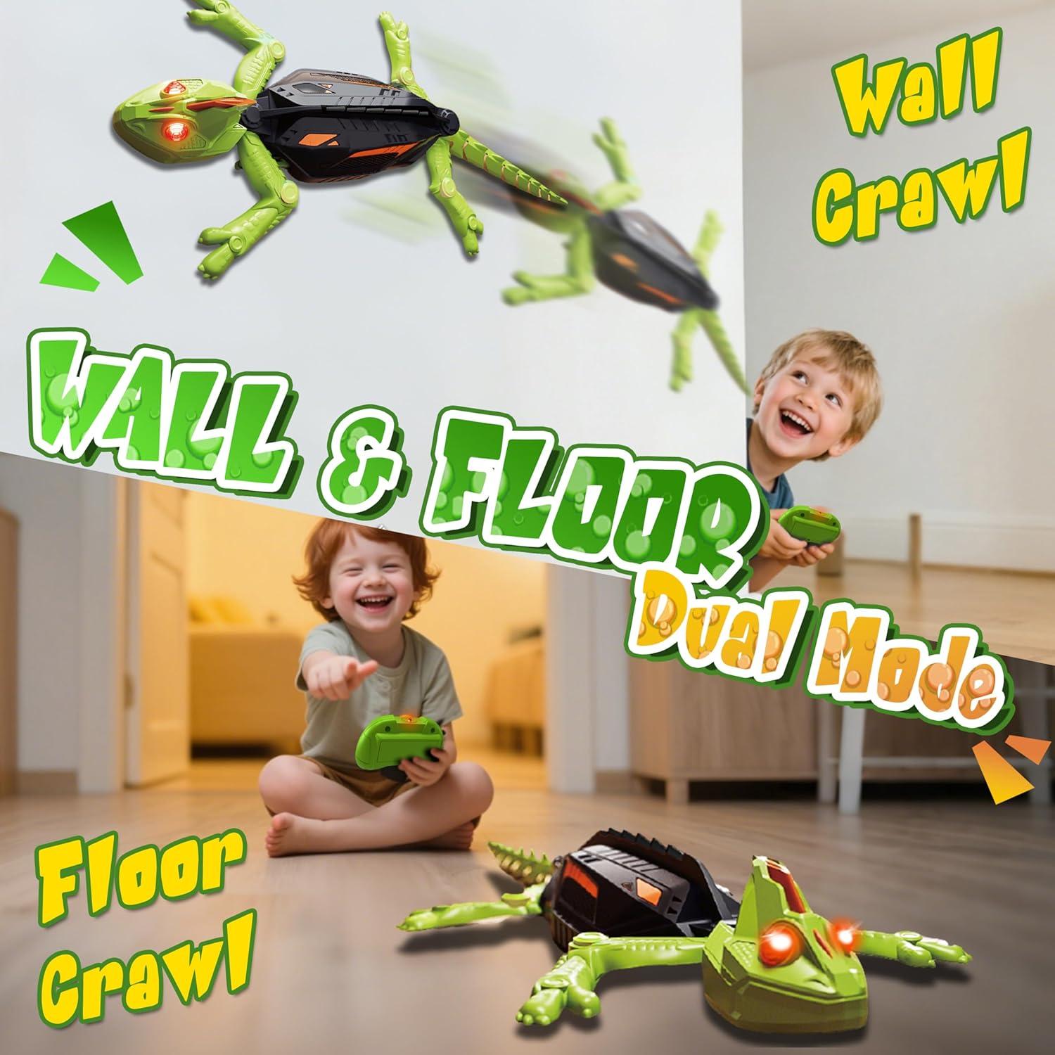Remote Control Lizard Climbs Walls, LED Eye Lights, USB Charging, Safe for Ages 3+