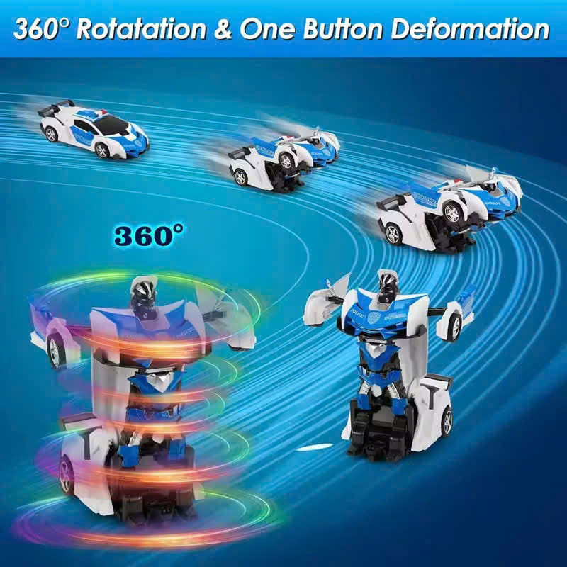 Remote Control Robot Car Transforming Toy with LED Lights, Safe for Ages 3+
