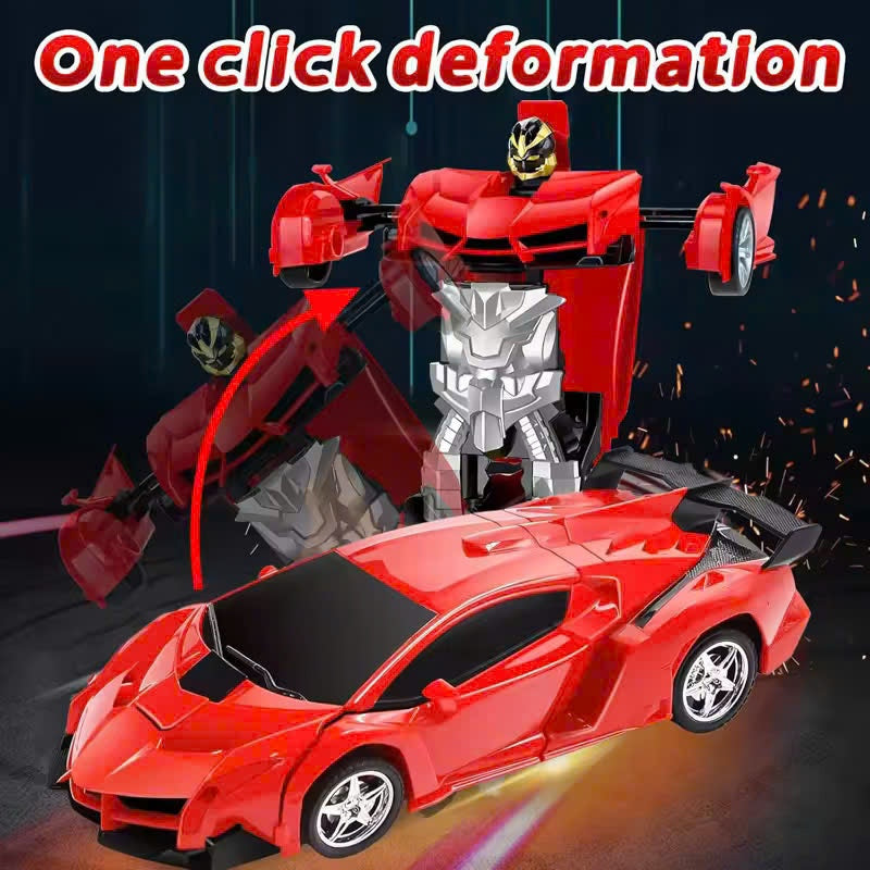 Remote Control Robot Car Transforming Toy with LED Lights, Safe for Ages 3+