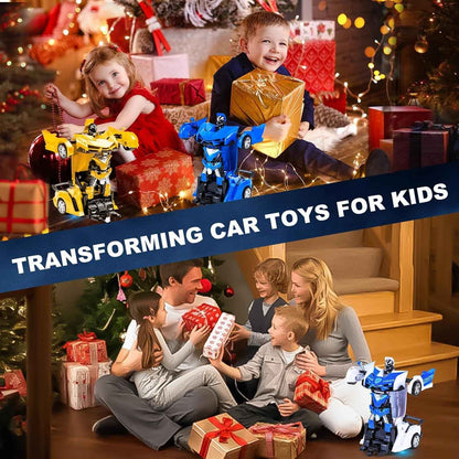 Remote Control Robot Car Transforming Toy with LED Lights, Safe for Ages 3+