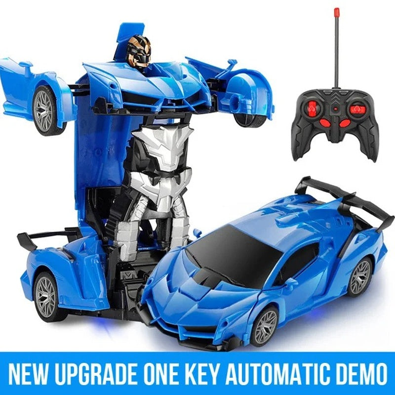 Remote Control Robot Car Transforming Toy with LED Lights, Safe for Ages 3+