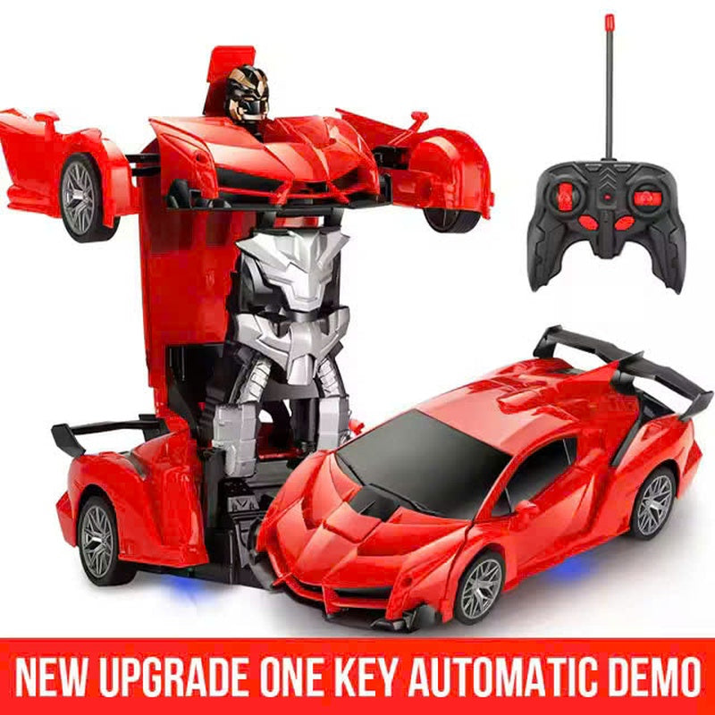Remote Control Robot Car Transforming Toy with LED Lights, Safe for Ages 3+