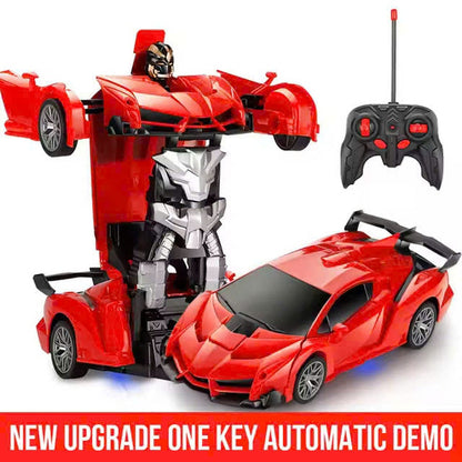 Remote Control Robot Car Transforming Toy with LED Lights, Safe for Ages 3+