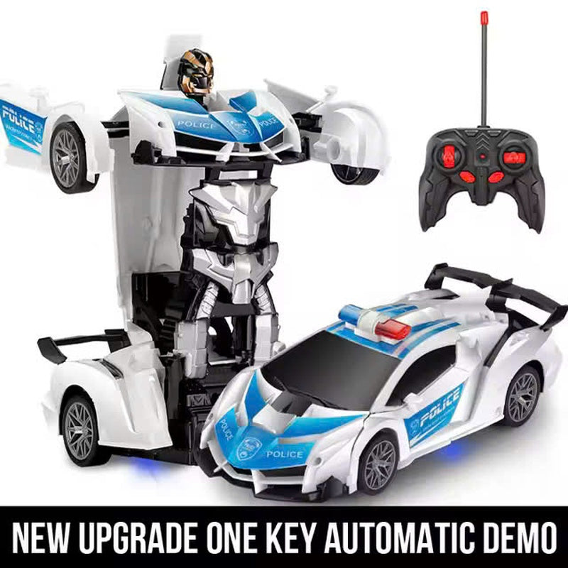 Remote Control Robot Car Transforming Toy with LED Lights, Safe for Ages 3+