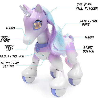 Remote Control Smart Unicorn – Walking & Talking Interactive Toy with Glowing Horn