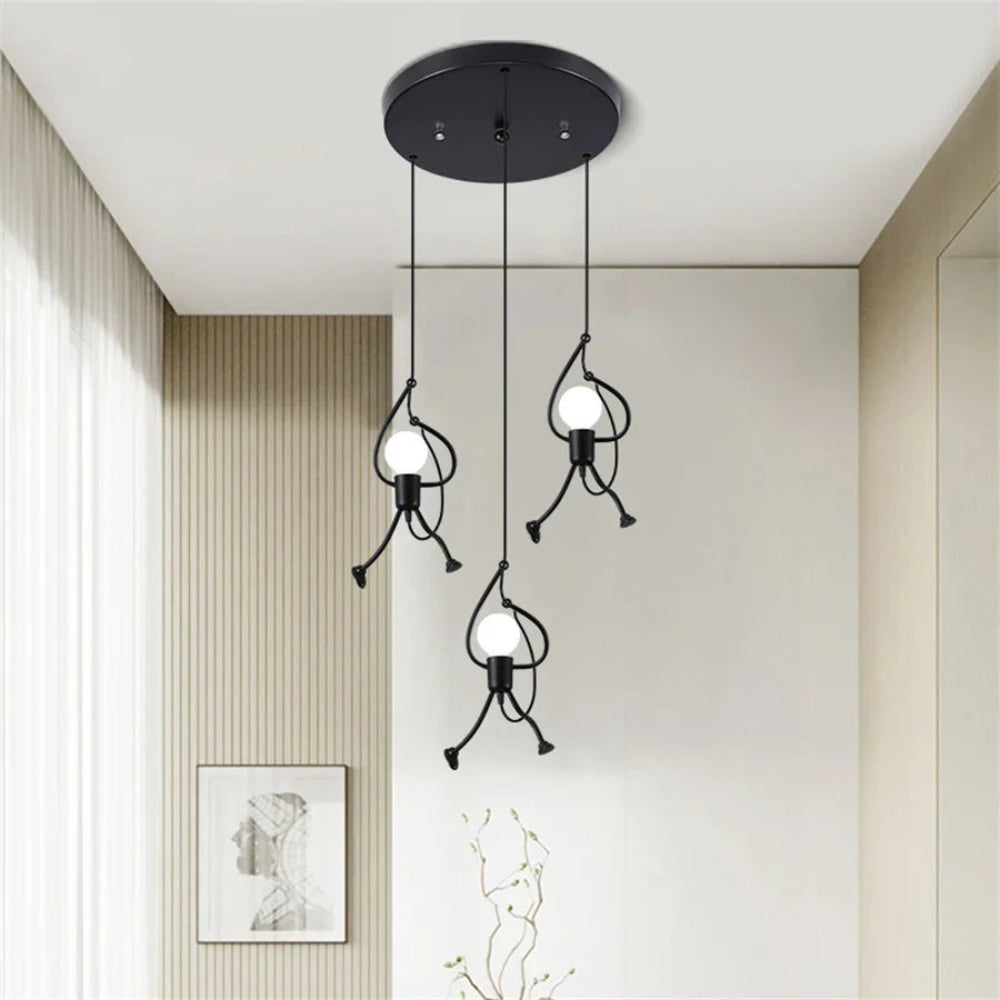 Retro Character Ceiling Lamp – Whimsical Doll Design for Kids' Rooms and Play Areas, Adjustable Height, Cozy Warm Light 4