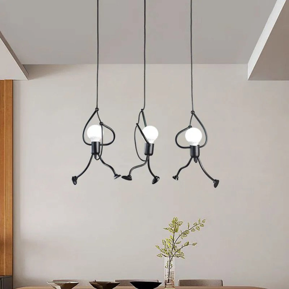 Retro Character Ceiling Lamp – Whimsical Doll Design for Kids' Rooms and Play Areas, Adjustable Height, Cozy Warm Light 5