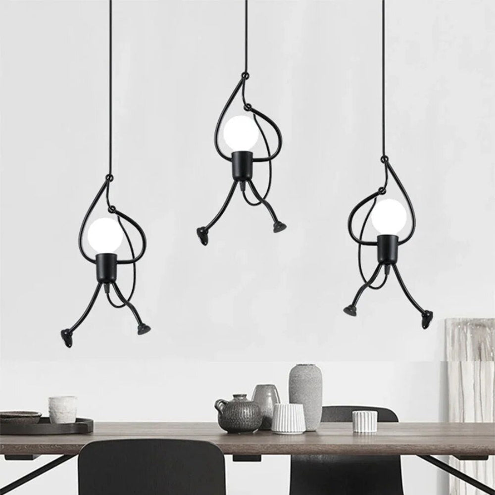 Retro Character Ceiling Lamp – Whimsical Doll Design for Kids' Rooms and Play Areas, Adjustable Height, Cozy Warm Light 6