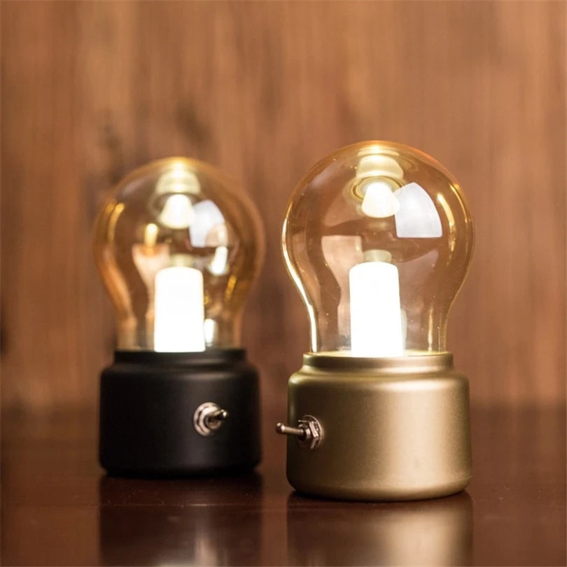 Retro Rechargeable Table Lamp with USB Charger – Portable LED Desk Lamp for Vintage Decor 3