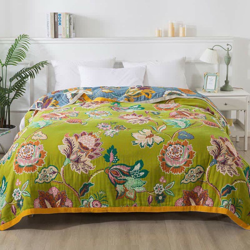 Soft Floral Throw Blanket Reversible Design - Halri