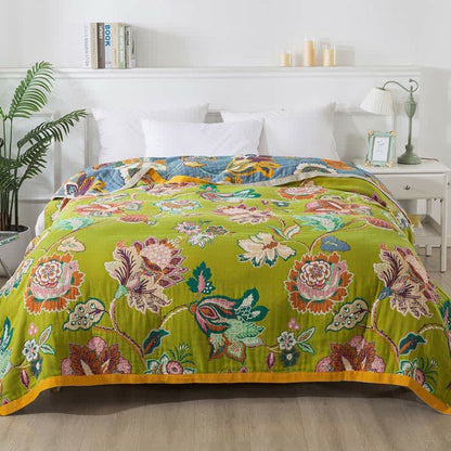 Soft Floral Throw Blanket Reversible Design - Halri