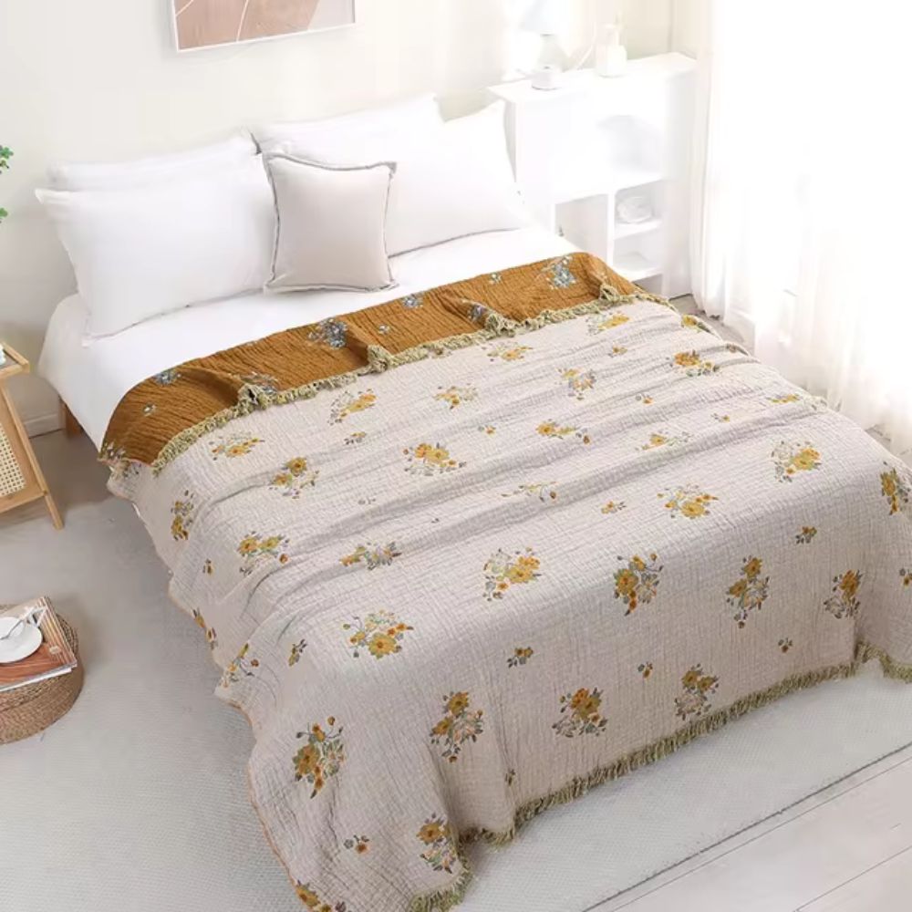 Soft Floral Throw Blanket, Classic Reversible Design - Halri
