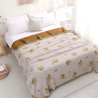 Soft Floral Throw Blanket, Classic Reversible Design - Halri