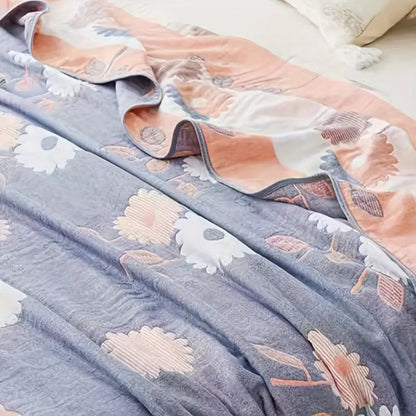 Soft Floral Throw Blanket, Breathable All Season